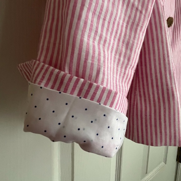 Talbots casual pink striped blazer - lined, patch pockets sz 4P- like new! - Picture 4 of 7